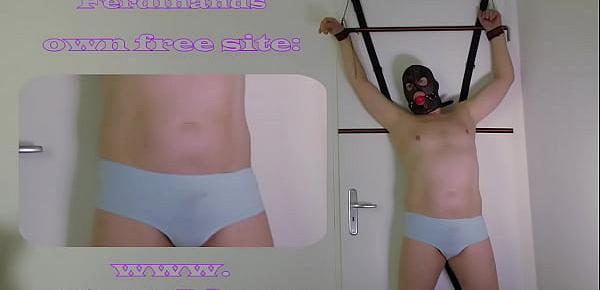  BDSM Bondage Pissing desperate man bondage tied up peeing. Kinky Male Wet and Pissy from Holland.